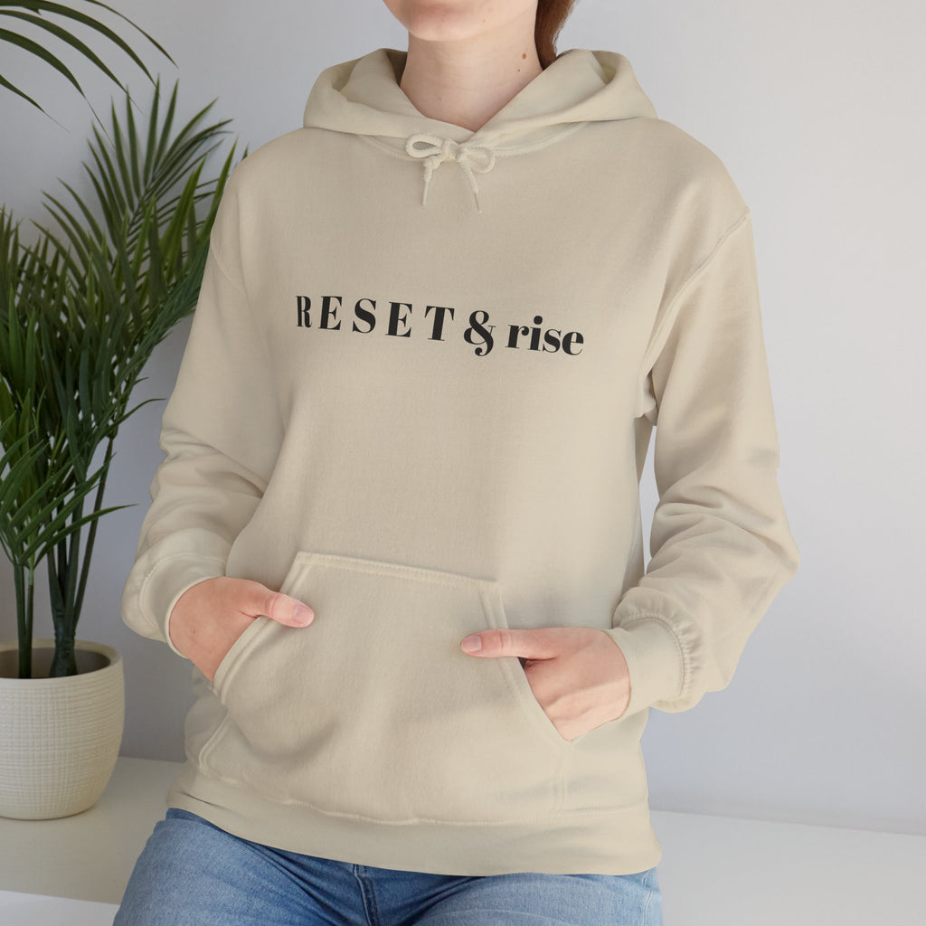 RESET AND RISE Hoodie | Motivational Typography Sweatshirt