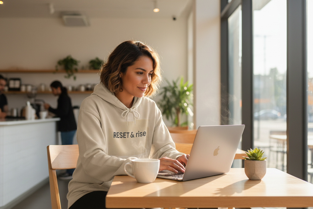 RESET AND RISE Hoodie | Motivational Typography Sweatshirt