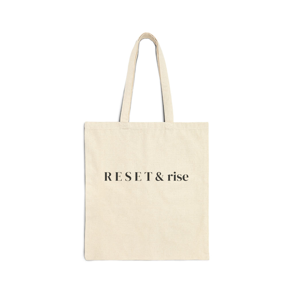 Reset & Rise Cotton Canvas Tote Bag - Inspirational Minimalist Reusable Shopper